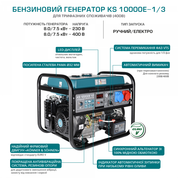 Бензиновий генератор KS 10000E-1/3
