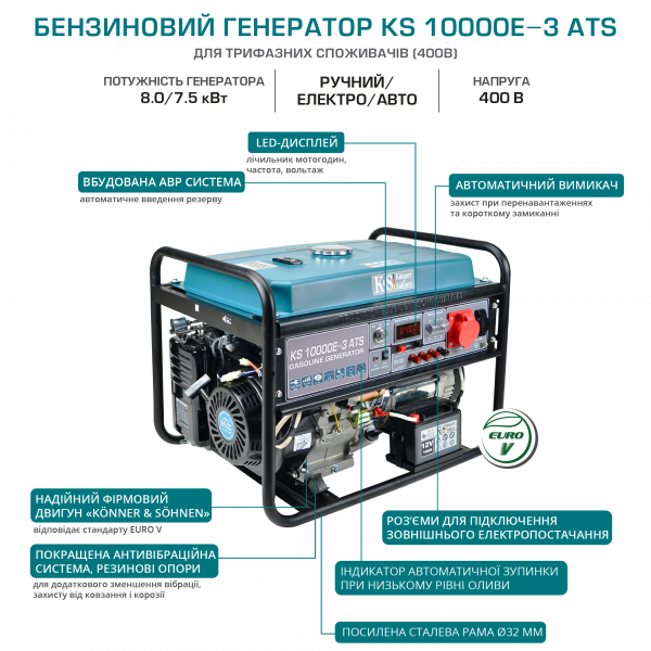 Бензиновий генератор KS 10000E-3 ATS
